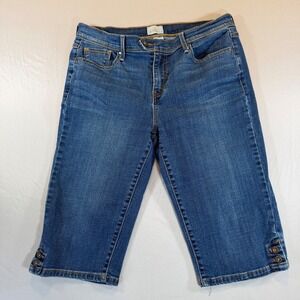 Levis 515 Skimmer Denim Shorts Womens 32 Blue Medium Wash Capri Bermuda Cutoff